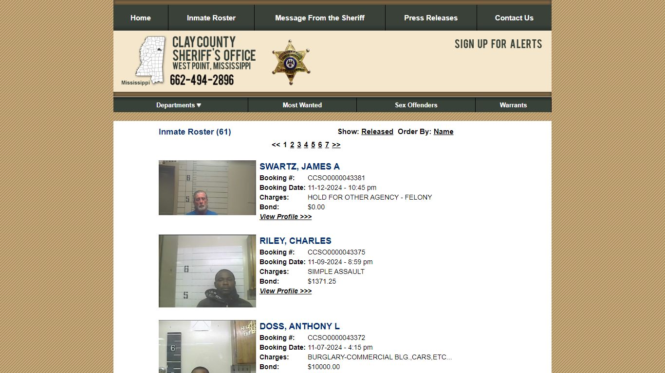 Inmate Roster - Current Inmates Booking Date Descending - Clay County ...