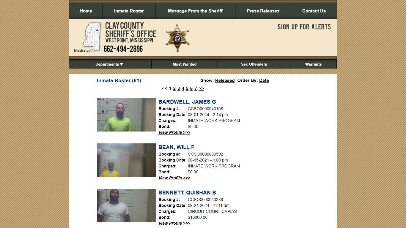 Inmate Roster - Current Inmates - Clay County Sheriff's Office