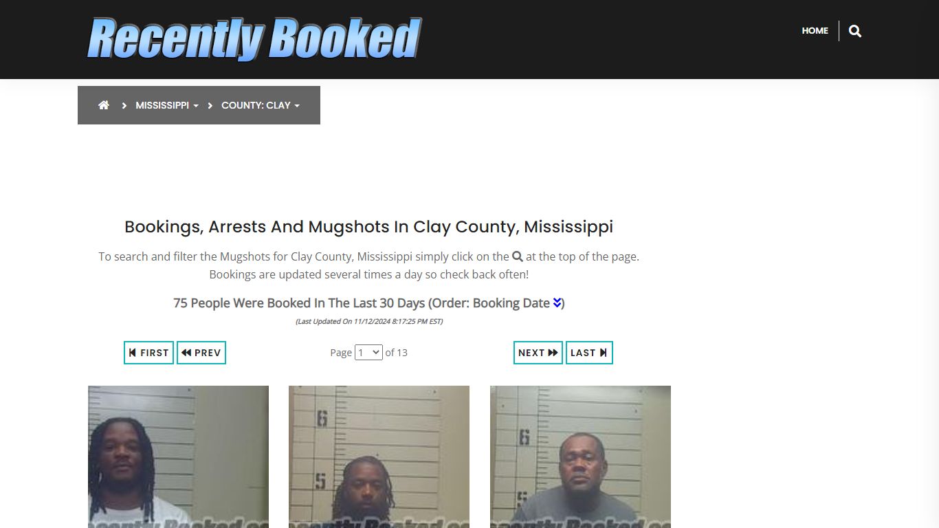 Bookings, Arrests and Mugshots in Clay County, Mississippi