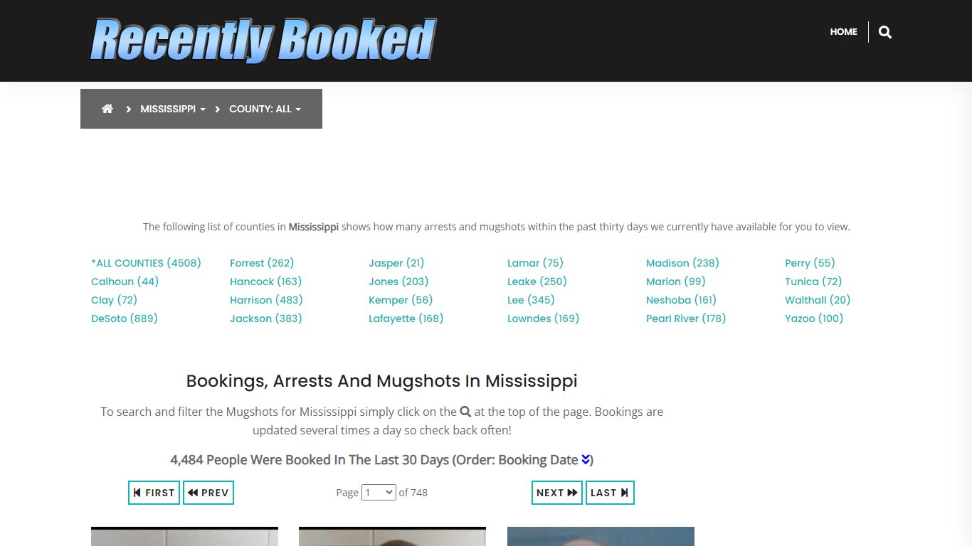 Bookings, Arrests and Mugshots in Mississippi - Recently Booked